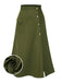 [Pre-Sale] Olive Green 1940s Button Slit Skirt