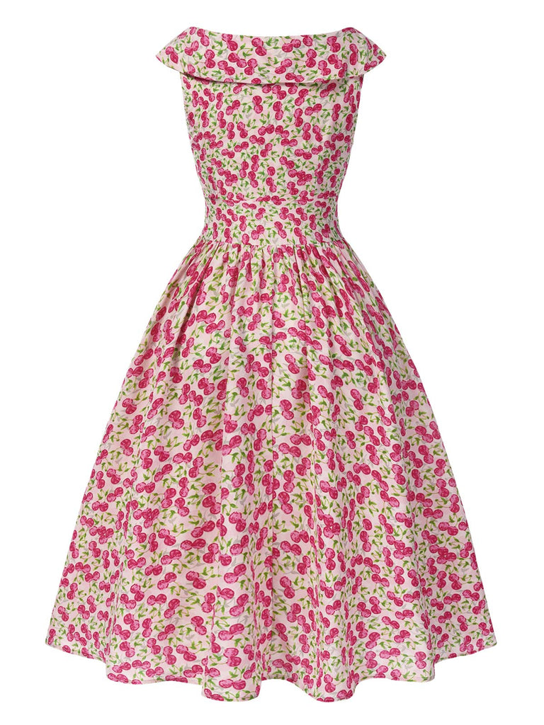 [Pre-Sale] Pink 1950s Cherry Bow Swing Sleeveless Dress