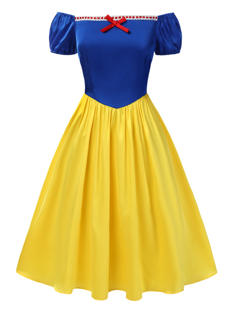 [Pre-Sale] 1950s Off-Shoulder Puff Sleeve Princess Bow Dress