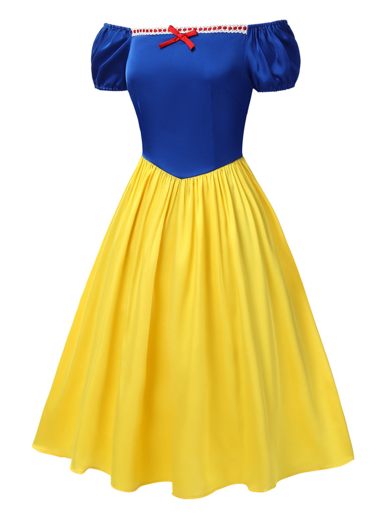 [Pre-Sale] 1950s Off-Shoulder Puff Sleeve Princess Bow Dress