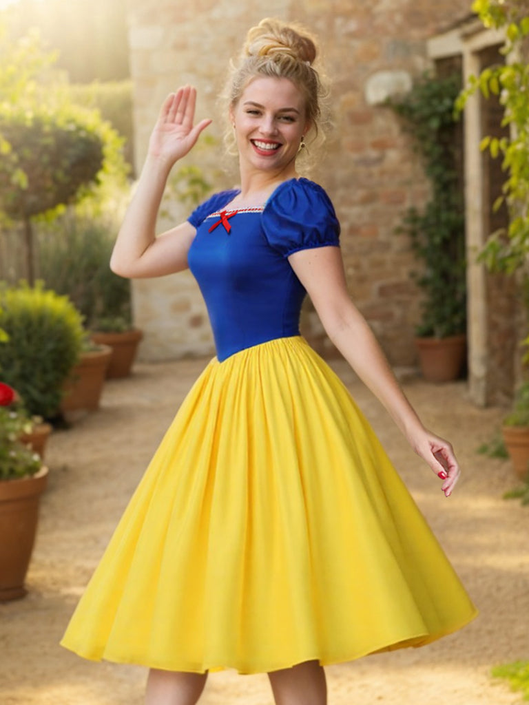 [Pre-Sale] 1950s Off-Shoulder Puff Sleeve Princess Bow Dress