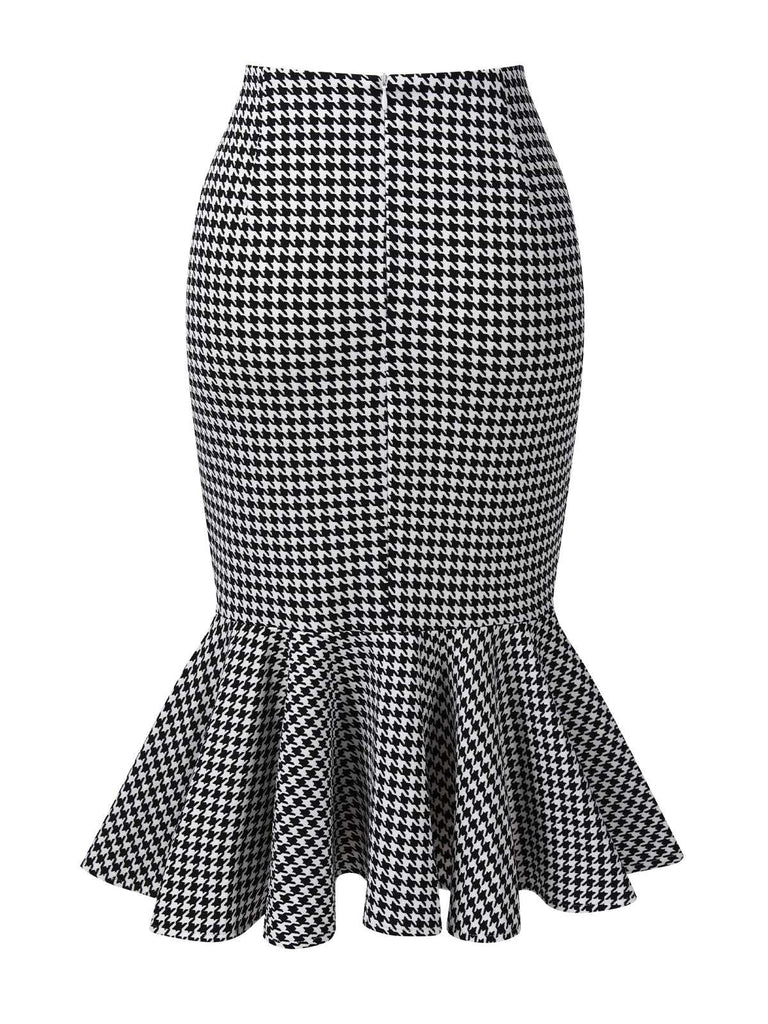 1930s Houndstooth Button Mermaid Skirt