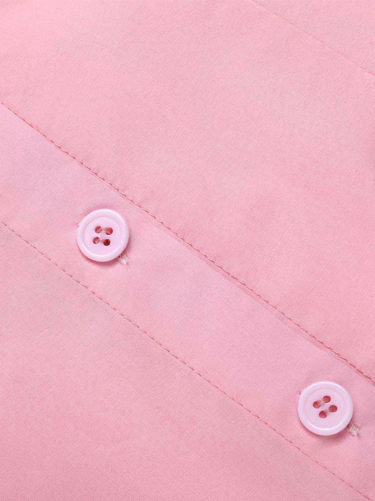 [Pre-Sale] Pink 1940s Solid Lapel Button Sleeveless Blouse