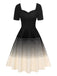 [Pre-Sale] Black 1950s Sweetheart Collar Gradient Stripe Dress