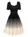 [Pre-Sale] Black 1950s Sweetheart Collar Gradient Stripe Dress