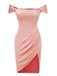 Peach Pink 1960s Solid Cap Sleeves Satin Dress