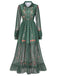 Green 1930s Floral Mesh Patchwork Maxi Dress