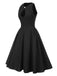 Black 1950s Solid Keyhole Sleeveless Dress