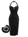 Black 1960s Velvet Dress With Heart Rhinestone Brooch