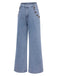 Blue 1940s Button Wide-Leg Denim Jeans