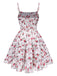 Red 1940s Floral Spaghetti Straps Dress