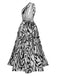 Grey 1930s Zebra One-Shoulder Backless Dress