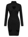 Black 1960s Solid Heart Cut Out Dress