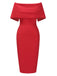 Red 1960s Off-Shoulder Solid Bodycon Dress