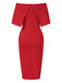 Red 1960s Off-Shoulder Solid Bodycon Dress