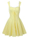 Yellow 1950s Solid Square Neck Skater Dress