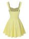 Yellow 1950s Solid Square Neck Skater Dress