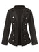 Black 1950s Silver Buttons Solid Coat