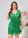 [Plus Size] Green 1920s V-Neck Tassels Flapper Dress