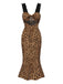 [Pre-Sale] Brown 1930s Leopard Hollow Lace Mermaid Dress