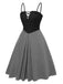 [Pre-Sale] [Plus Size] 2PCS 1940s Colorblock Pink Blouse & Gray Dress