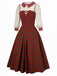[Pre-Sale] 2PCS 1940s Colorblock White Blouse & Plaid Dress