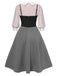 [Pre-Sale] [Plus Size] 2PCS 1940s Colorblock Pink Blouse & Gray Dress