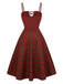 [Pre-Sale] 2PCS 1940s Colorblock White Blouse & Plaid Dress