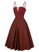 [Pre-Sale] 2PCS 1940s Colorblock White Blouse & Plaid Dress