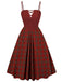 [Pre-Sale] 2PCS 1940s Colorblock White Blouse & Plaid Dress