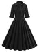 1950s Tie Neck Velvet Flared Sleeve Dress