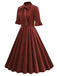 1950s Tie Neck Velvet Flared Sleeve Dress