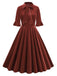 1950s Tie Neck Velvet Flared Sleeve Dress