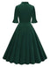 1950s Tie Neck Velvet Flared Sleeve Dress