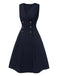 [Pre-Sale] Blue 1940s V-Neck Vest Button Dress