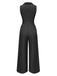 1930s V-Neck Solid Belted Sleeveless Jumpsuit