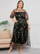 [Plus Size] 1940s Floral Embroidered Mesh Dress