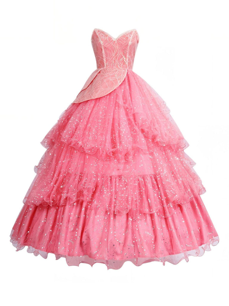 Pink 1950s Wicked Glitter Mesh Swing Dress