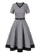 [Pre-Sale] Grey 1950s Houndstooth Belted Dress