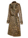 Brown 1950s Leopard Corduroy Lapel Belted Coat