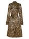 Brown 1950s Leopard Corduroy Lapel Belted Coat