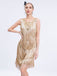 Gold 1920s Gatsby Sequins Tassel Patchwork Dress