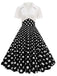 1950s Lapel Polka Dots Patchwork Swing Dress