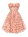 Pink 1950s Strapless Valentine Peach Heart Tulle Dress