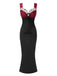 Wine Red 1930s Contrast Fishbone Mermaid Dress