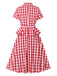 Red 1950s Pure Cotton Gingham Plaids Belted Dress