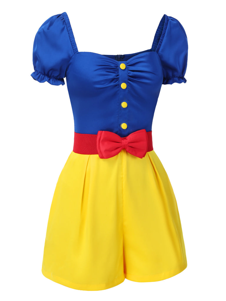 [Pre-Sale] Yellow 1950s Sweetheart Collar Bow Belt Romper