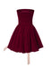 Wine Red 1980s Bow Glitter Tube Top Dress