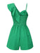 Green 1950s Suspender Ruffle Sleeves Textured Romper