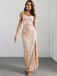 Champagne 1930s Sequin Cold-Shoulder Mermaid Long Dress